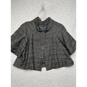 Theory Jacket Crop Wool Tweed Caplet Cape Shrug Womens L City Office Work*